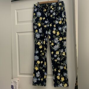 Womens navy pants with flowers